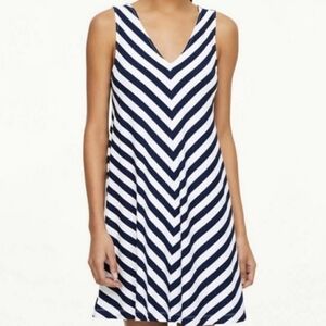 LOFT Navy and White Swing Dress